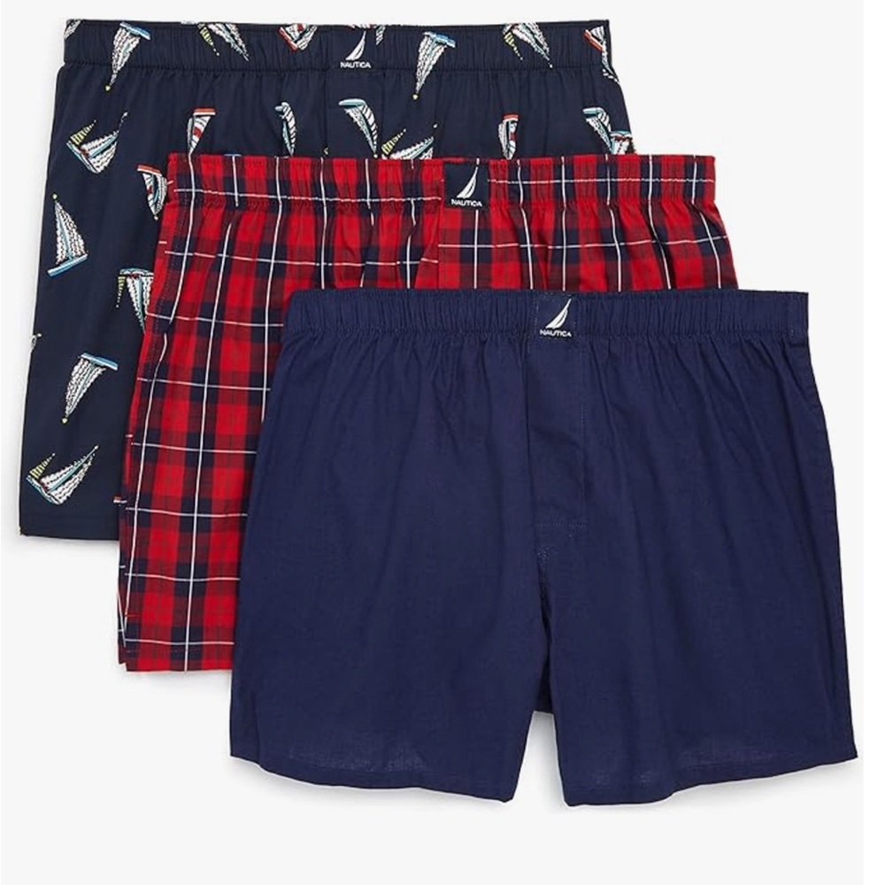 Nautica Men’s Cotton‎ 3PK Woven Boxer Small NWTO - Picture 3 of 5